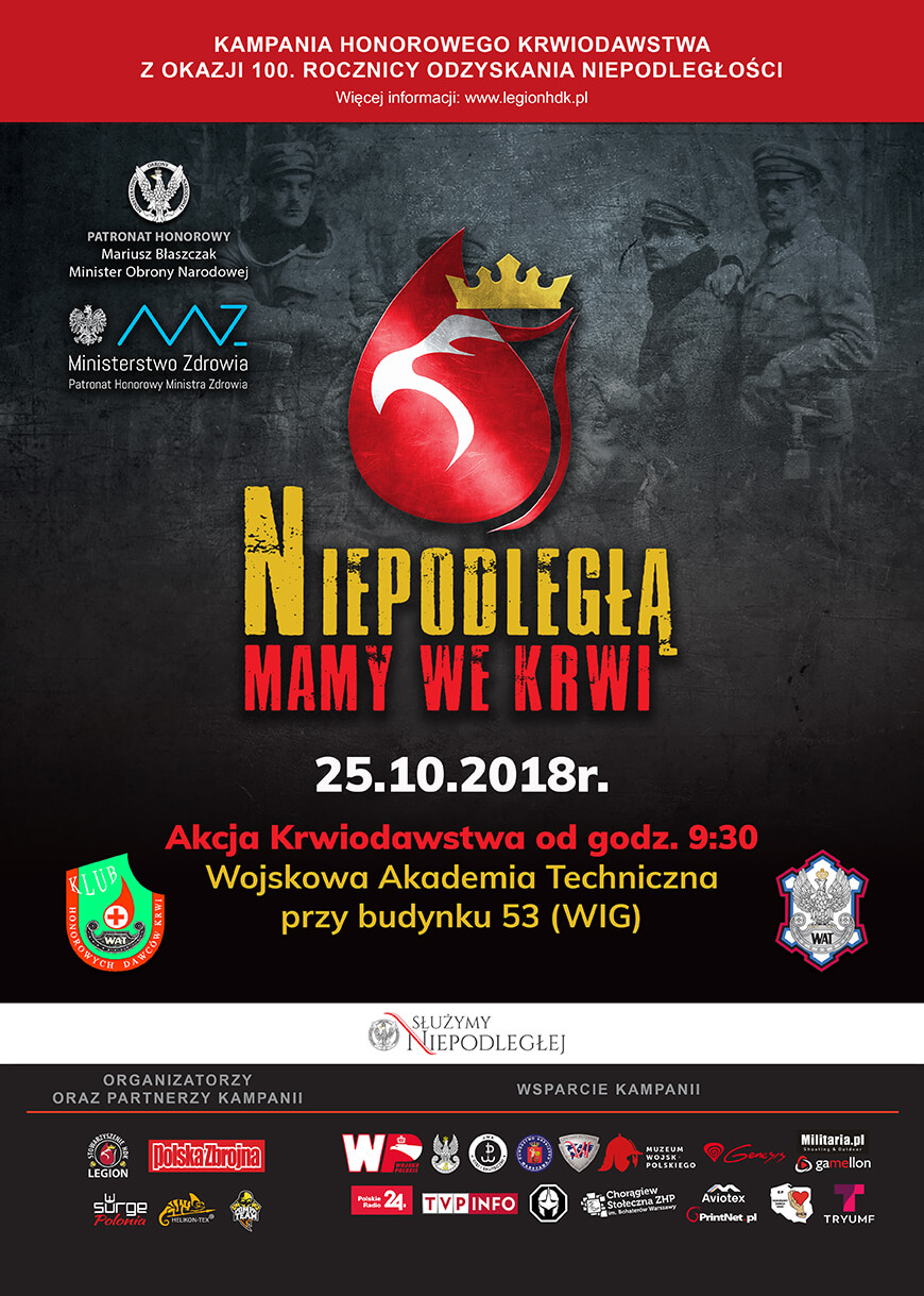 akcja krwiodawstwa 25 10 18 wat akcja krwiodawstwa niepodlegla polska zbrojna legionhdk
